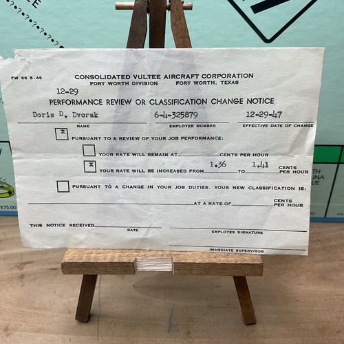 29 Dic 1947 Consolidated Vultee Aircraft Convair Pay Increase Fort Worth Tx B25 - Imagen 1 de 3