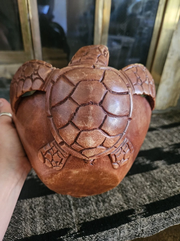 Madera de caoba tallada a mano náutica tortuga marina fruta nuez caramelo cuenco arte de cocina Foto 4 de 4