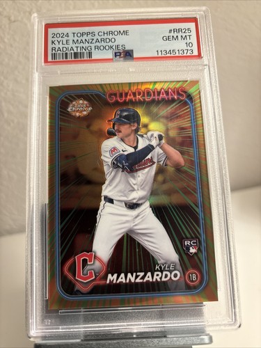 Kyle Manzardo 2024 Topps Chrome Radiating Rookies SP RC PSA 10 Gem MT GUARDIANS