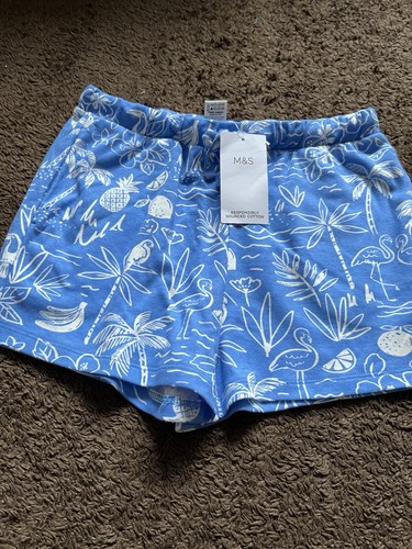 BNWT M&S Girls Age 14-15 Years Blue Multi Pull On Casual Shorts - Picture 4 of 14