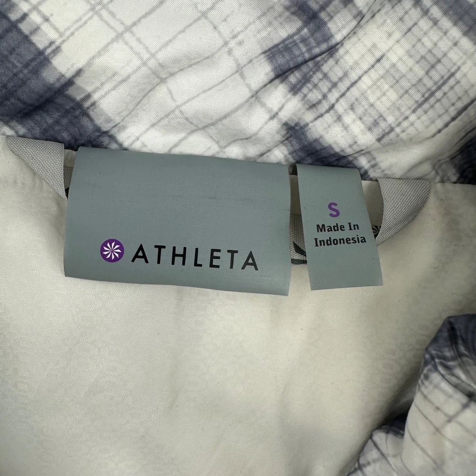 Chaleco acolchado ligero con cremallera ATHLETA para mujer pequeño gris blanco tie dye Foto 4 de 4