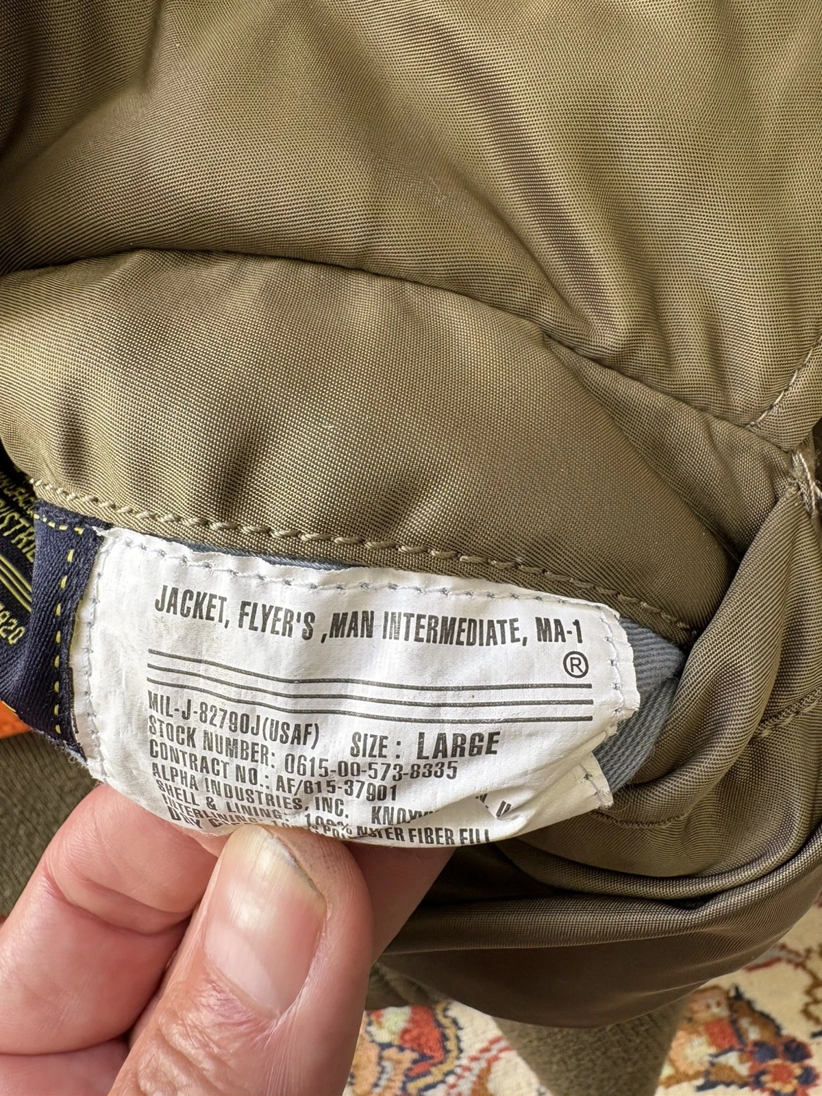 Alpha Industries MA-1 Intermediate bomber Flyers jacket men's large slim Fit - product detail image 5