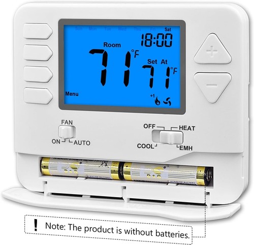 Non-Programmable Heat Pump Thermostat for Home Off-white ( Blue Backlight ) - Picture 2 of 9