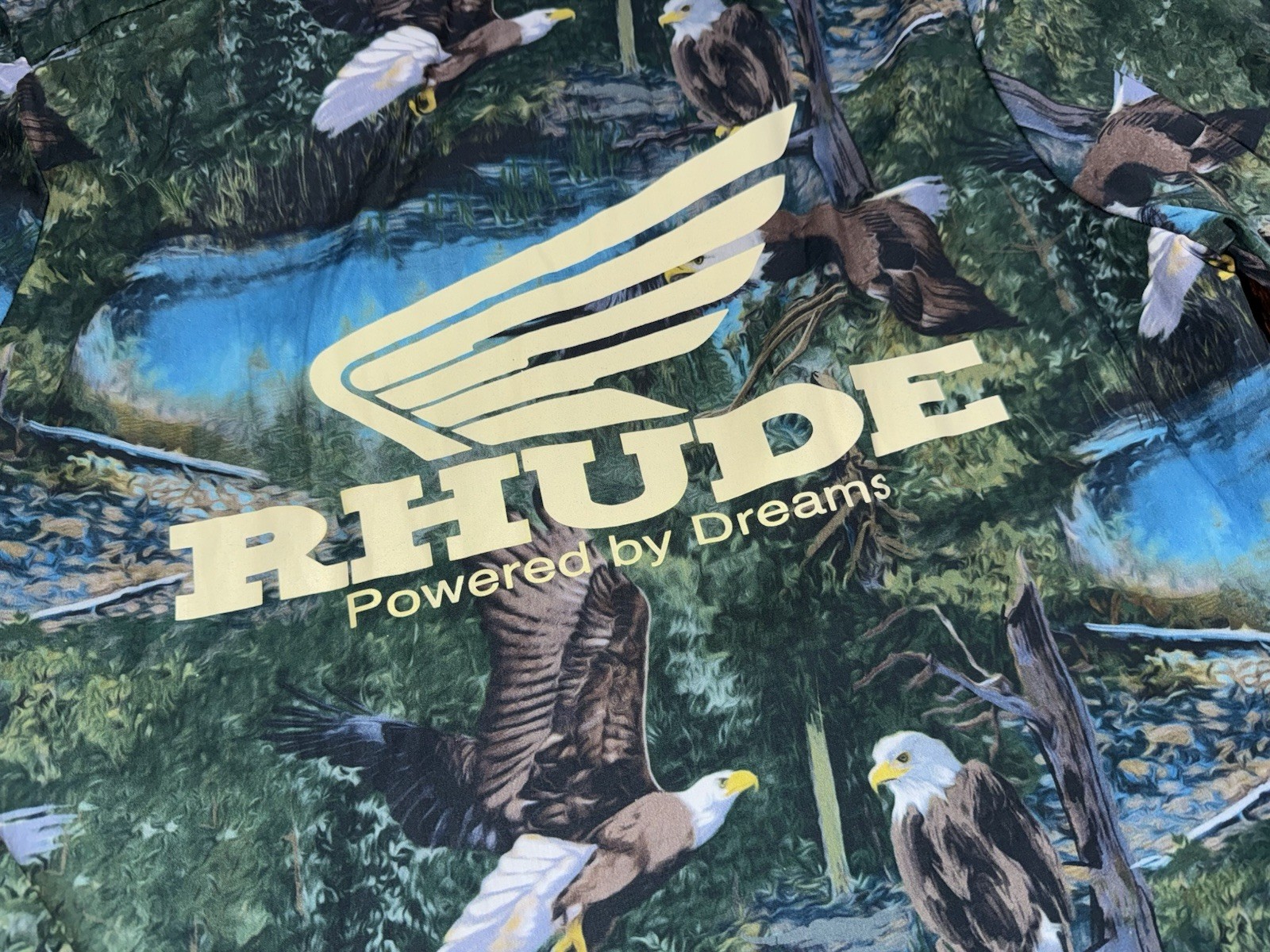 Rhude “Powered By Dreams” Eagle Pattern Button-Up… - image 4