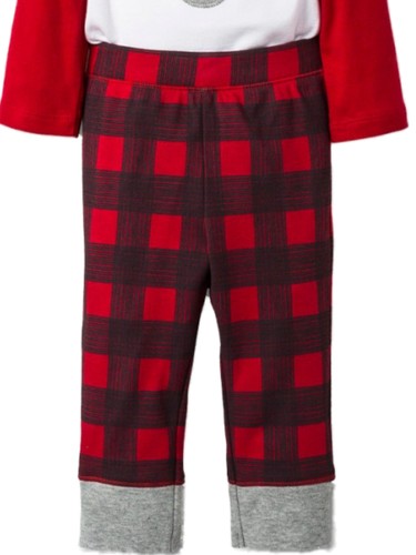 Infant Boys 3 Piece Red Polar Bear Creeper & Plaid Pants Outfit 0/3M - Picture 3 of 3