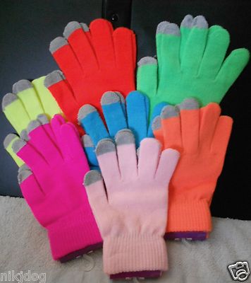 Winter Texting Gloves Bright Neon Colors 