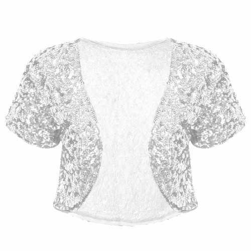 Women Shiny Sequin Jacket Glitter Cropped BlazerOpen Front Bolero Shrug AU - Picture 28 of 81