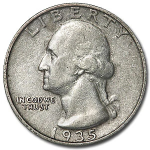 1935 Washington Quarter Good/Fine - Picture 1 of 2