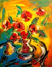 NICE FLOWERS   ABSTRACT ARTWORK DECO canvas painting  Original Oil Painting rgGG