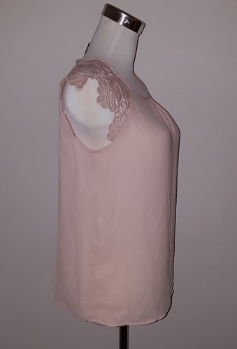 Grace Elements Scoop Neck Lace Trim sleeve Blouse Pale Pink XS - Picture 3 of 5