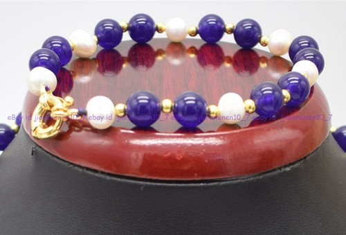 Beaytiful 7-8mm White Pearl & 8mm Multicolor Gemstone Gems Bead Bracelet 7.5in - Picture 13 of 21