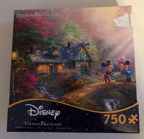 2 Disney Thomas Kincade 750 Piece Puzzles - Mulan /Mickey & Minnie Mouse - 24x18 - Picture 3 of 3