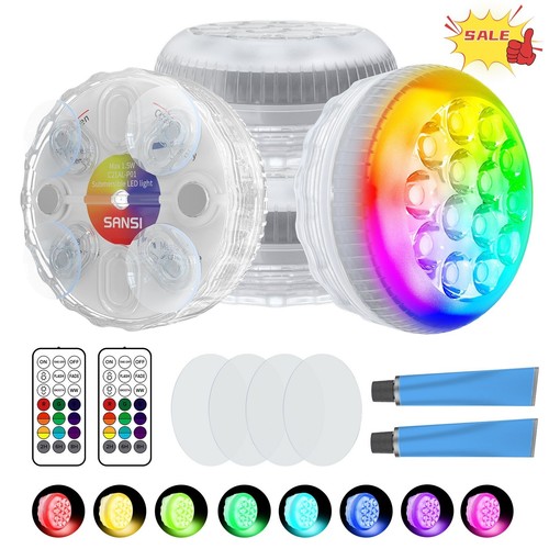 4PCS Led Pool Lights Swimming Pool RGB Color Changing Underwater Lamp Remote - Picture 1 of 15