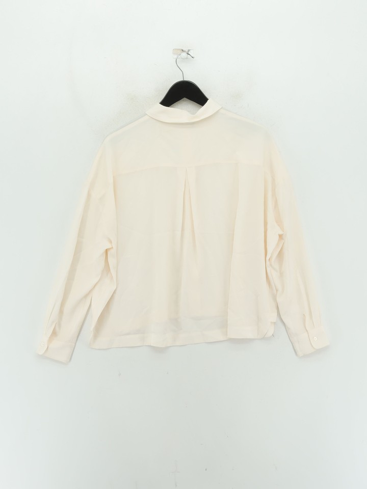 ME+EM Women's Shirt UK 14 Cream 100 Silk Long Sleeve Collared Basic eBay