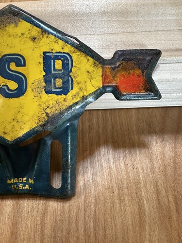 Bonito Topper de placa de metal flecha de gasolinera Sunoco original vintage 6"" - Imagen 4 de 6