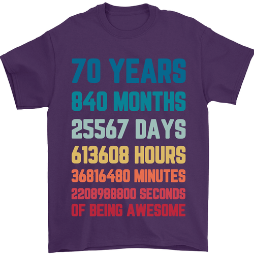 70th Birthday 70 Year Old Mens T-Shirt 100% Cotton - Picture 44 of 94