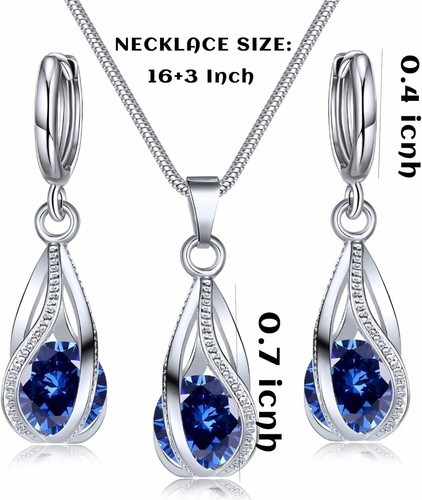 Women Rhinestone Crystal CZ Bridal Bridesmaid Accessories Necklace Earrings set - Picture 21 of 66