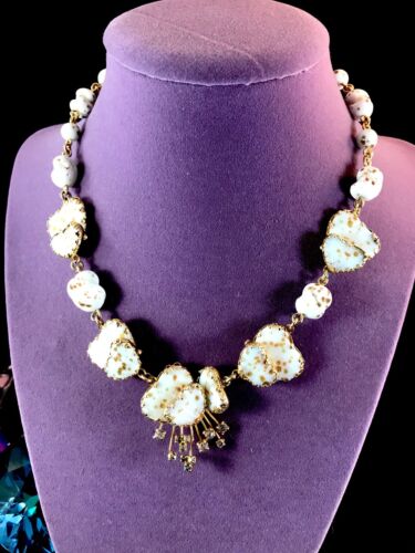 VOLUPTE JULIO MARSELLA PATE DE VERRE GLASS MAYORKA PETALS NECKLACE EARRINGS SET - Picture 4 of 11
