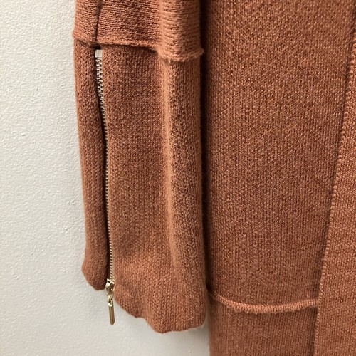 MAX STUDIO Womens Open Front Cardigan Sweater Zip Sleeves SZ XS Cinnamon Pockets - Picture 3 of 7