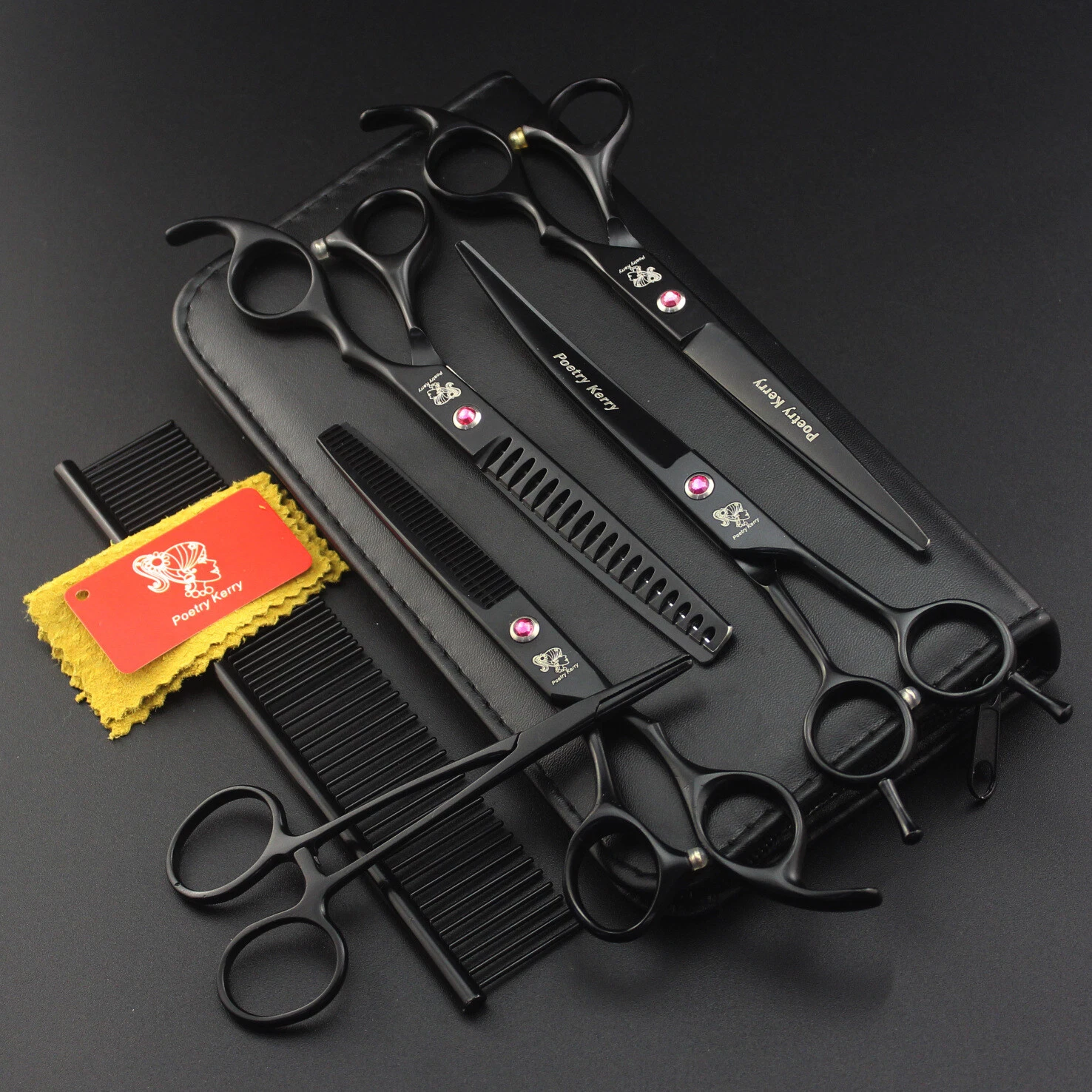 7.0in Dog Pet Cat Grooming Scissors Set Thinning&Cutting&Curve&Fishbone&Comb Box