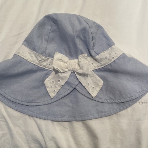 Janie And Jack Blue And White Eyelet Sun Hat size 6-8 Euc - Picture 1 of 6