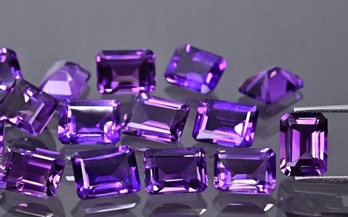 5 Stück AAA+ Qualität 8x10 mm Amethyst Achteck facettierte Edelsteine | - Bild 5 von 5