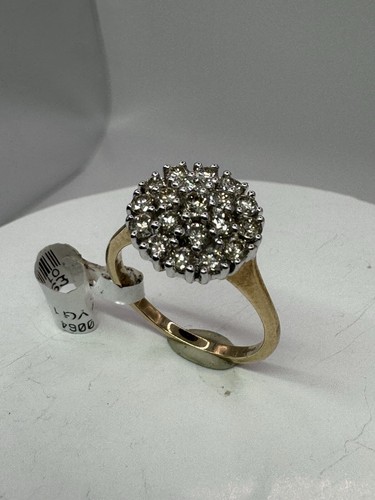 9ct Yellow Gold 1ct Natural Diamond Cluster Ring Size N 4.1gms - Picture 3 of 15