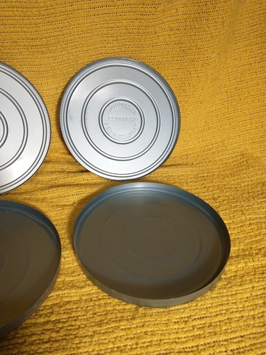 2 Vintage 7" Metal Reel Tape canisters, blue Magnetic Tape ?steel? cases antique - Picture 7 of 11