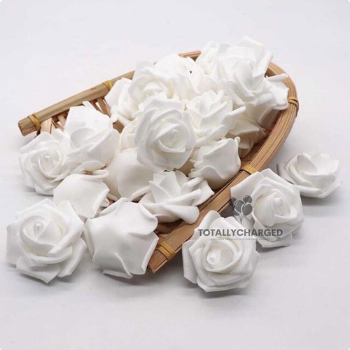 50Pcs Artificial Flowers Rose Ivory White Fake Roses Flowers for Decorations - Picture 5 of 21