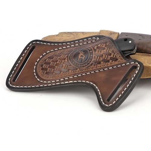 TOURBON Coltello Lama Pieghevole Pelle Fodero Cintura Marsupio Tasca Coltelli Custodia - Foto 16 di 24