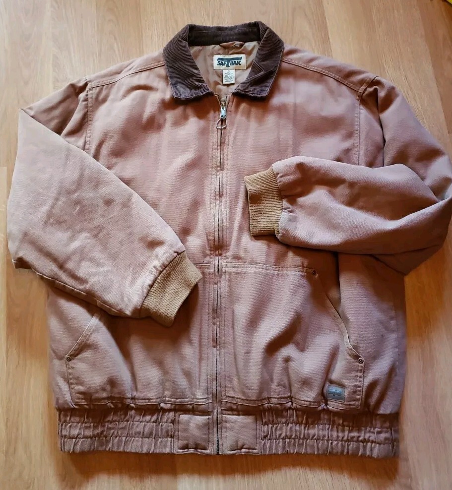 SafTBak Barn Jacket Men's Size XL Canvas Brown Corduroy Insulated Chore Coat