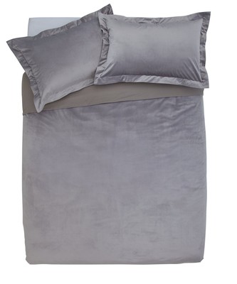 Argos Home Grey Velvet Oxford Edging Bedding Set Double