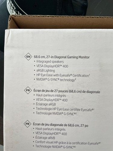 HP OMEN 27" 2560 x 1440 QHD Widescreen IPS LED 240Hz Monitor (OMEN 27QS) - Picture 8 of 8