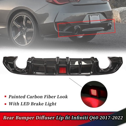 Carbon Fiber Rear Bumper Diffuser Lip for Infiniti Q60 2017-2022 W/ LED LIGHT - Picture 15 of 15