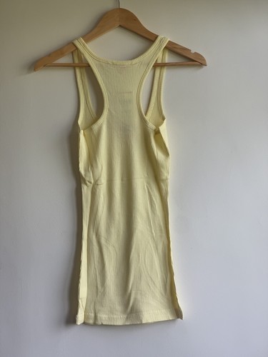 New Long Racer back ribbed sleeveless vest top Size 12 Yellow - Picture 3 of 5