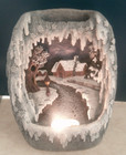 Lighted -3D Winter scene waterfall, fountain for tabletop