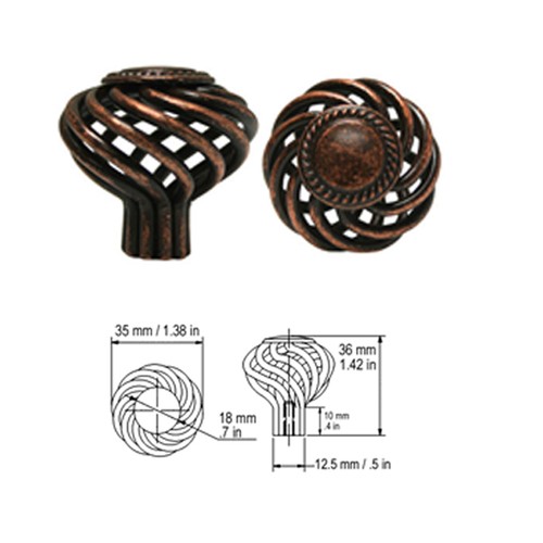 Cabinet Pull Drawer Handle Birdcage Knob Kitchen Hardware Antique Copper Machine - Picture 8 of 11