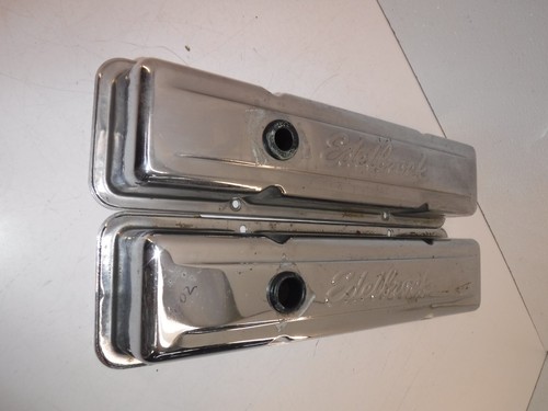 Vtg.Edlebrock Small Block Chevrolet Valve Chrome Covers Pair SBC Chevy Engine - Picture 9 of 12