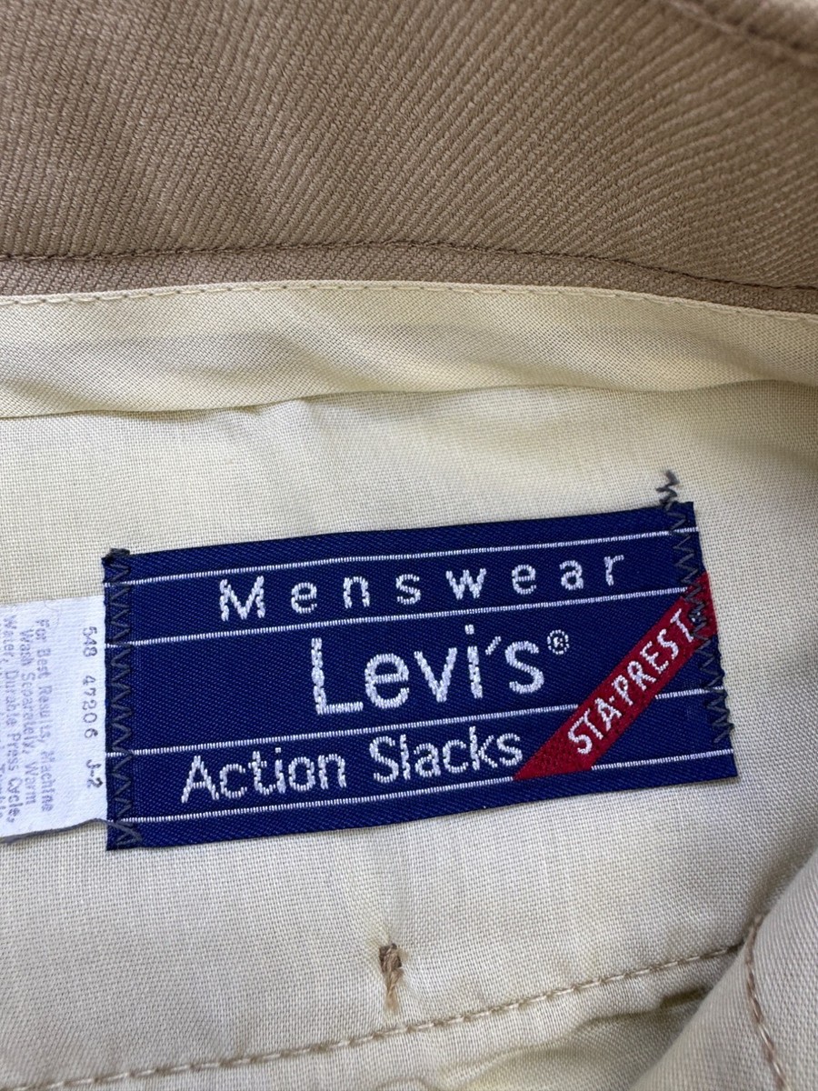 Vtg Levis Pants Men 35x30 Beige Action Slacks Sta Prest