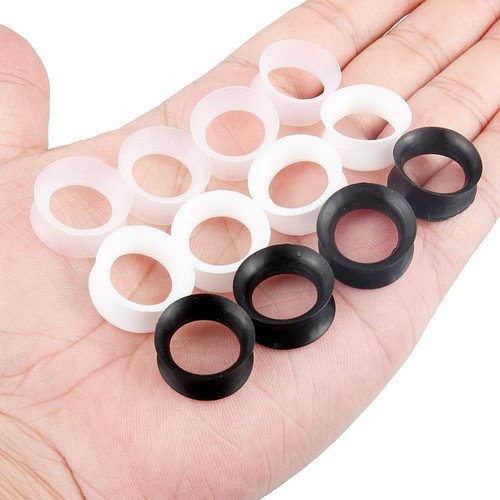 12X Black Clear Thin Silicone Flesh Tunnel Ear Plug 6-25mm Gauge Saddle Expander - Picture 21 of 25