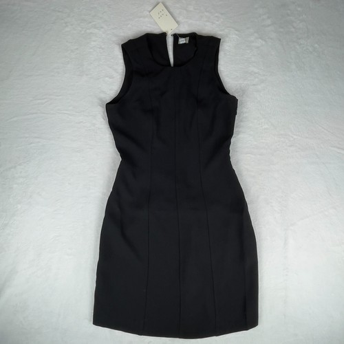A New Day Mini Sheath Dress Womens 2 Black Stretch Classic Sleeveless Crew Neck - Picture 2 of 4