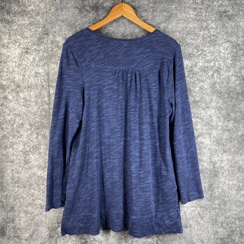 J Jill Shirt Womens Large Blue Soft Cotton Longline Pleated Back Tunic Pockets - Bild 3 von 10