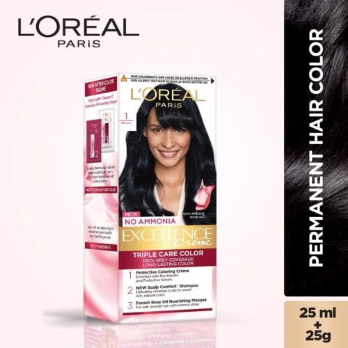 Coloration de cheveux LOréal mode Paris Excellence, 1 noir naturel, 25 ml + 25 g ...