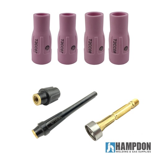 UNIMIG T2 / T3W TIG Torch 7 Piece Gas Lens Mini KIT - 2.4mm - Picture 10 of 10