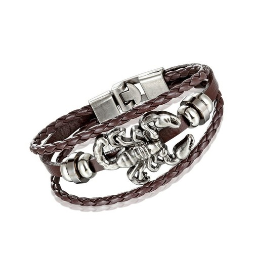 Scorpion Emblem Variety Leather Bracelet - Fashion Jewelry / Accessory For Men - Picture 20 of 45