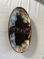 Vintage Brown  Drip Glazed Ceramic Ashtray MCM Mid Century Modern 11.5” Long