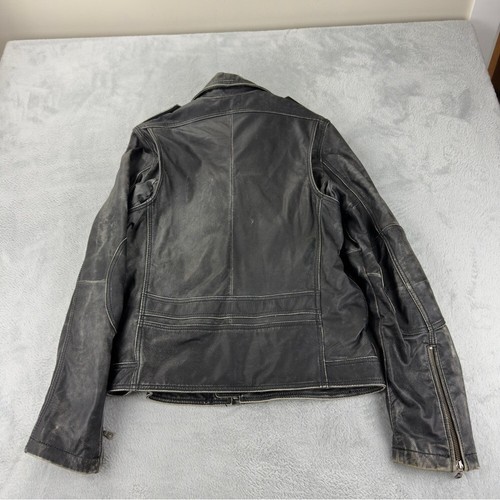 Diesel Wmn's Sz XL 100% Black Leather Distressed Color Faded Jacket Made Turkey - Bild 6 von 16