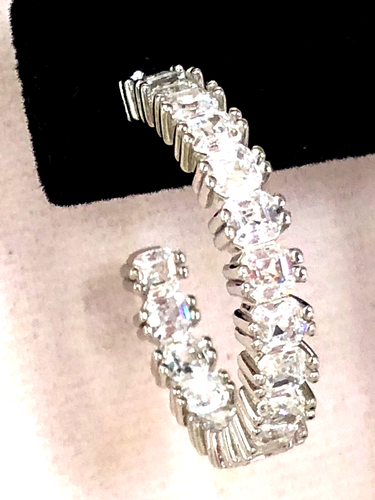 DIAMONIQUE CZ INSIDE OUT HOOP EARRINGS, STERLING SILVER (M47334-52) - Picture 4 of 6