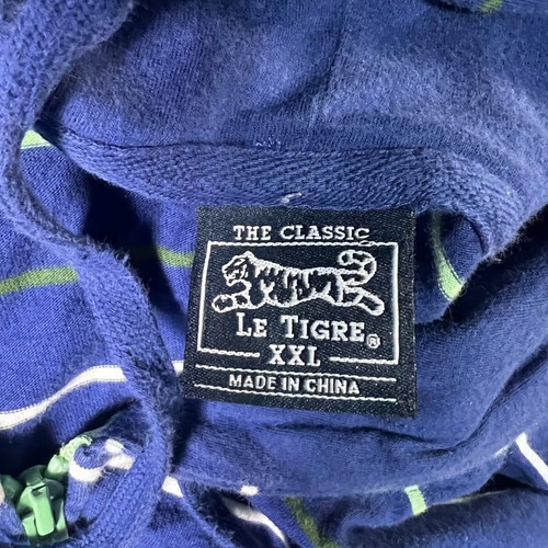Camisa Le Tigre Sudadera con Capucha Cremallera Completa Vintage Y2k Azul Rayas Talla XXL - Imagen 6 de 9