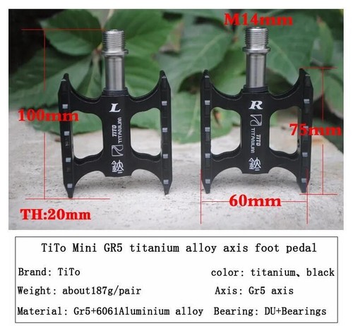 TITO Mini Silver Titanium Folding Bike Pedals Cycling MTB Road Bicycle DU Pedals - Picture 3 of 13